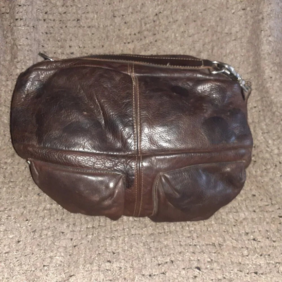 RUGBY CANADA-90\'s Heavy Brown Pebbled Leather-Backpack/Handbag-Excellent main image 6